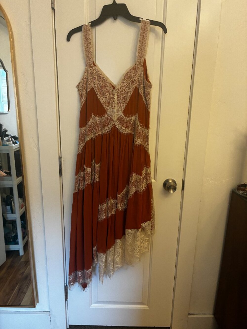Anthropologie Sleeveless Asymmetrical Lace Midi Dress